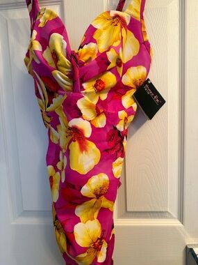 Tropical Fuchsia & Yellow Floral Swimsuit